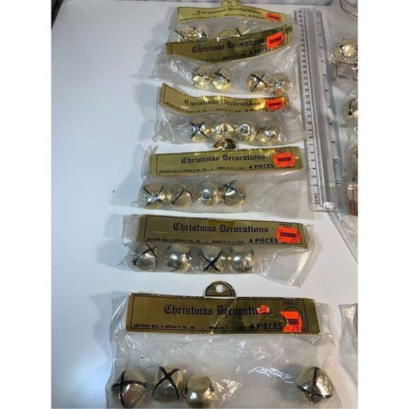 Brass Bell Christmas Crafting Lot 11 Packs(44 Bells)-Criterion-1” NOS Vintage - Picture 2 of 8